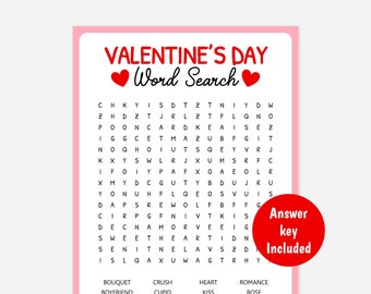 Valentine's Word Search | Printable Valentine's Game | Valentine's Day Game for Kids | Valentine's Party Game