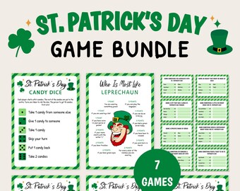 St Patrick's Day Game Bundle | St Patrick's Day Party Games | Printable Games | St Patricks Day Games for Kids and Adults