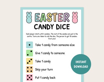 Easter Candy Dice Game | Easter Candy Game | Printable Easter Game | Easter Dice Game | Easter Game for Kids | Easter Party Game