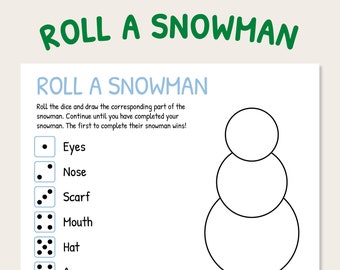 Roll A Snowman Game | Printable Christmas Game | Christmas Games For Kids | Christmas Party Game