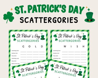 St Patrick's Day Scattergories Game Bundle | St Patrick's Day Party Games | Printable Games | St Patricks Day Category Race