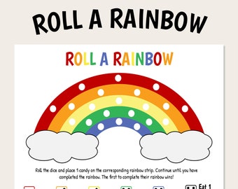 Roll A Rainbow Game | Printable Easter Game | Easter Day Games For Kids | Easter Day Party Game | Kids Candy Game