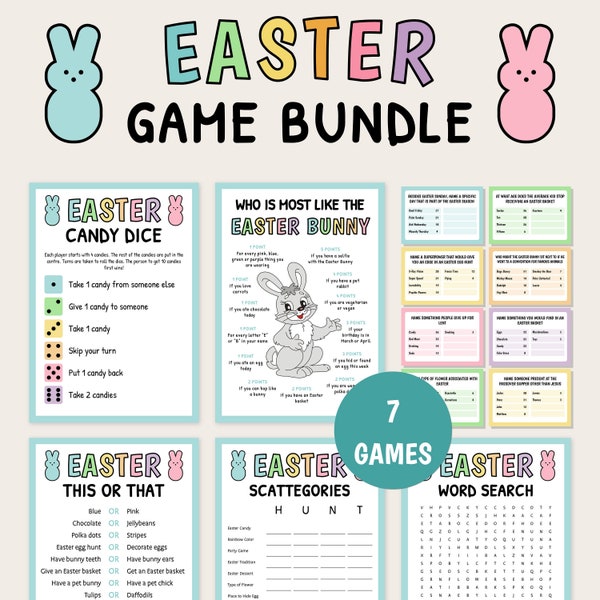 Easter Game Bundle | Easter Party Games | Printable Games | Easter Games for Kids and Adults | Easter Activity Set