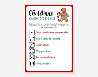 Christmas Candy Dice Game | Printable Christmas Game | Christmas Party Game | Christmas Candy Game | Christmas Game for Kids