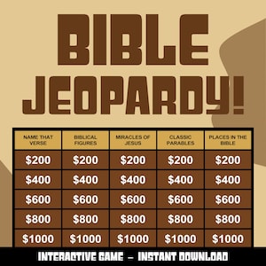 Bible Jeoparty Game | Bible Trivia Game | Virtual Bible Game | Fun Quiz Game | Christian Game | Bible Study Game |Powerpoint Trivia Game