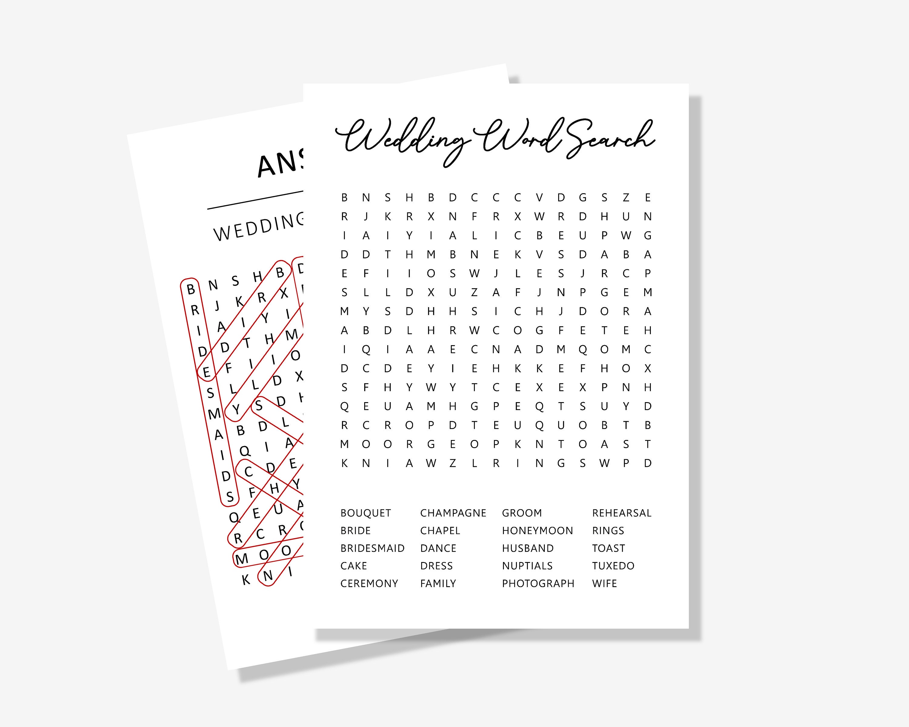 Printable Wedding Word Search Bridal Shower Games Bridal - Etsy