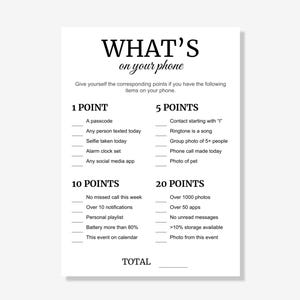 What&#39;s On Your Phone Game | Party Game | Printable Game | Icebreaker Game | Office Party Game | Group Activity | Instant Download
