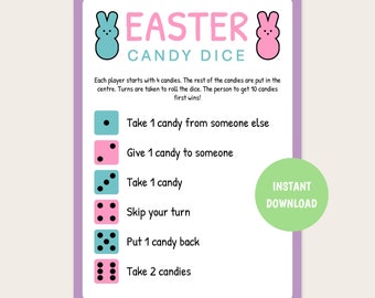 Easter Candy Dice Game | Printable Easter Game | Easter Dice Game | Easter Game for Kids | Easter Party Game