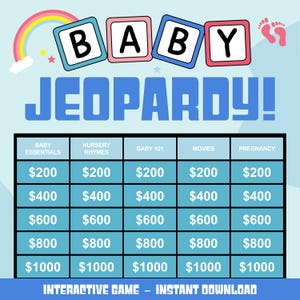 Baby Shower Jeoparty Game | Baby Shower Trivia Game | Virtual Baby Shower Game | Fun Quiz Game | Baby Game | Powerpoint Trivia Game