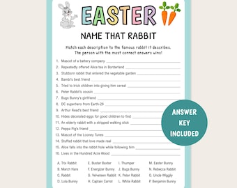 Easter Name That Famous Rabbit Game | Printable Easter Game | Easter Quiz | Easter Game for Kids | Easter Party Game