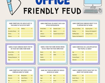 Gioco amichevole di rivalità in ufficio / Quiz per l'ufficio / Gioco stampabile per l'ufficio / Gioco di rivalità tra colleghi / Gioco per feste in ufficio / Attività di team building