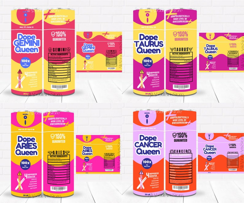 12 Zodiac Spray Tumbler Wrap Bundle, Dope Horoscope Astrology Birthday