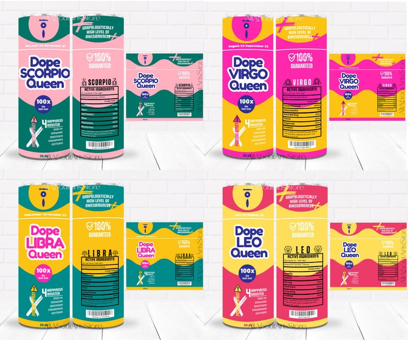 12 Zodiac Spray Tumbler Wrap Bundle, Dope Horoscope Astrology Birthday