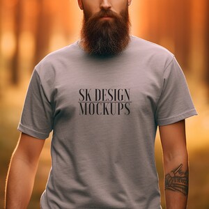 Gildan 5000 Men&#39;s Fall Themed T-shirt Mockup Tattooed Model Mockup Mens Shirt Mockup White Tshirt Mockup for Men Aesthetic Mockup PNG Canva