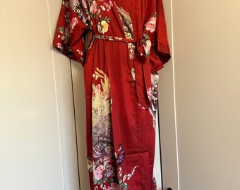 Japanese kimono dress /Red Woman Pajama / Pyjamas / Pyjama and Robe Set / Pyjama Dress