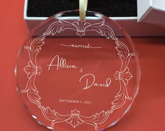 Marco personalizado para recuerdo de boda, adorno de boda, regalo personalizado para pareja, adorno para casados, elegante recuerdo de cristal, agradecimiento.