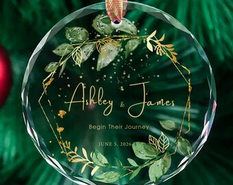 Recuerdo de boda personalizado en oro, regalo de compromiso, regalo personalizado para pareja, recuerdo de casados, elegante recuerdo de cristal, agradecimiento, comienzo de su viaje