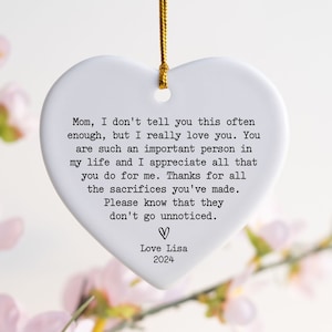 Custom Mom Gift ORN139, Customizable Mom Keepsake for Mum&#39;s Birthday, Mothers Day Gift, Thankyou Mom Gift