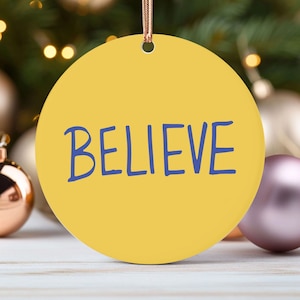 Believe Ornament, Motivational Sport Ornament Gift, Soccer Christmas Ornament Gift, Coach Ornament Gift