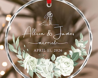 Adorno de boda personalizado 2026: elegante recuerdo de cristal