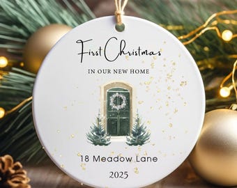 Adorno navideño personalizado para parejas, adorno navideño para el hogar, regalo para recién casados con nombres personalizados, regalo para nuevos propietarios.