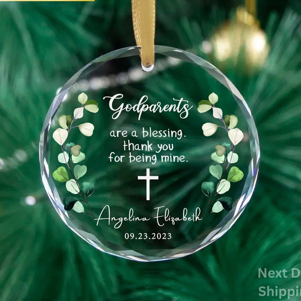 Godparents Ornament Personalized Godmother Gift, Godfather Thank You Keepsake, Custom Godparents are a Blessing, Christening Baptism