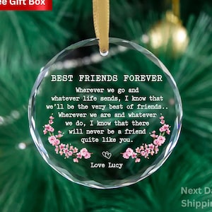 Best Friends Forever Heart Ornament Gift BFF Friendship Gift, Ceramic Heart Keepsake, Friend Present Keepsake, Christmas gift for a friend