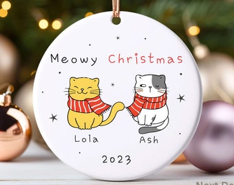 Personalized Christmas Cats Ornament, Cute Cats and Kittens Christmas Ornament, Gift for Bestfriend, First Christmas Together Keepsake