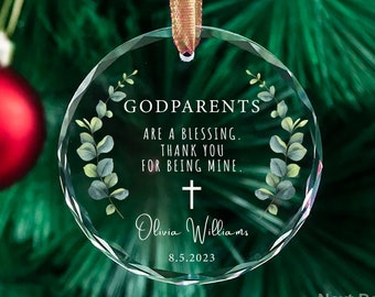 Godparents Ornament Gift, Personalized Godmother Gift, Godfather Thank You Keepsake, Custom Godparents are a Blessing, Christening Baptism