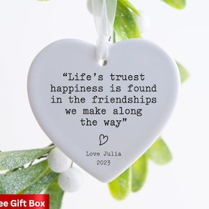 Personalised Best Friend Heart Ornament Gift BFF Friendship Gift,Ceramic Heart Keepsake,Friend Present Keepsake, Christmas gift for a friend