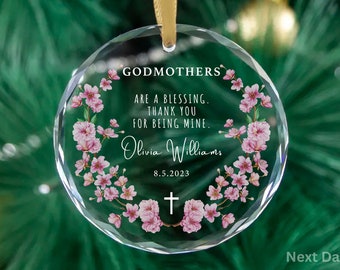 Godmothers Ornament Gift, Personalized Godparents Gift, Godfather Thank You Keepsake, Custom Godparents are a Blessing, Christening Baptism