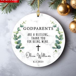 Godparents Ornament Gift, Personalized Godmother Gift, Godfather Thank You Keepsake, Custom Godparents are a Blessing, Christening Baptism