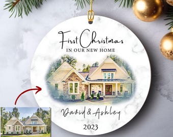 Adorno navideño personalizado para el nuevo hogar, adornos navideños personalizados con acuarela para el nuevo hogar, regalo de adorno para el nuevo hogar 2023