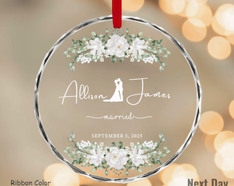 Adorno de boda personalizado 2025: elegante recuerdo de cristal