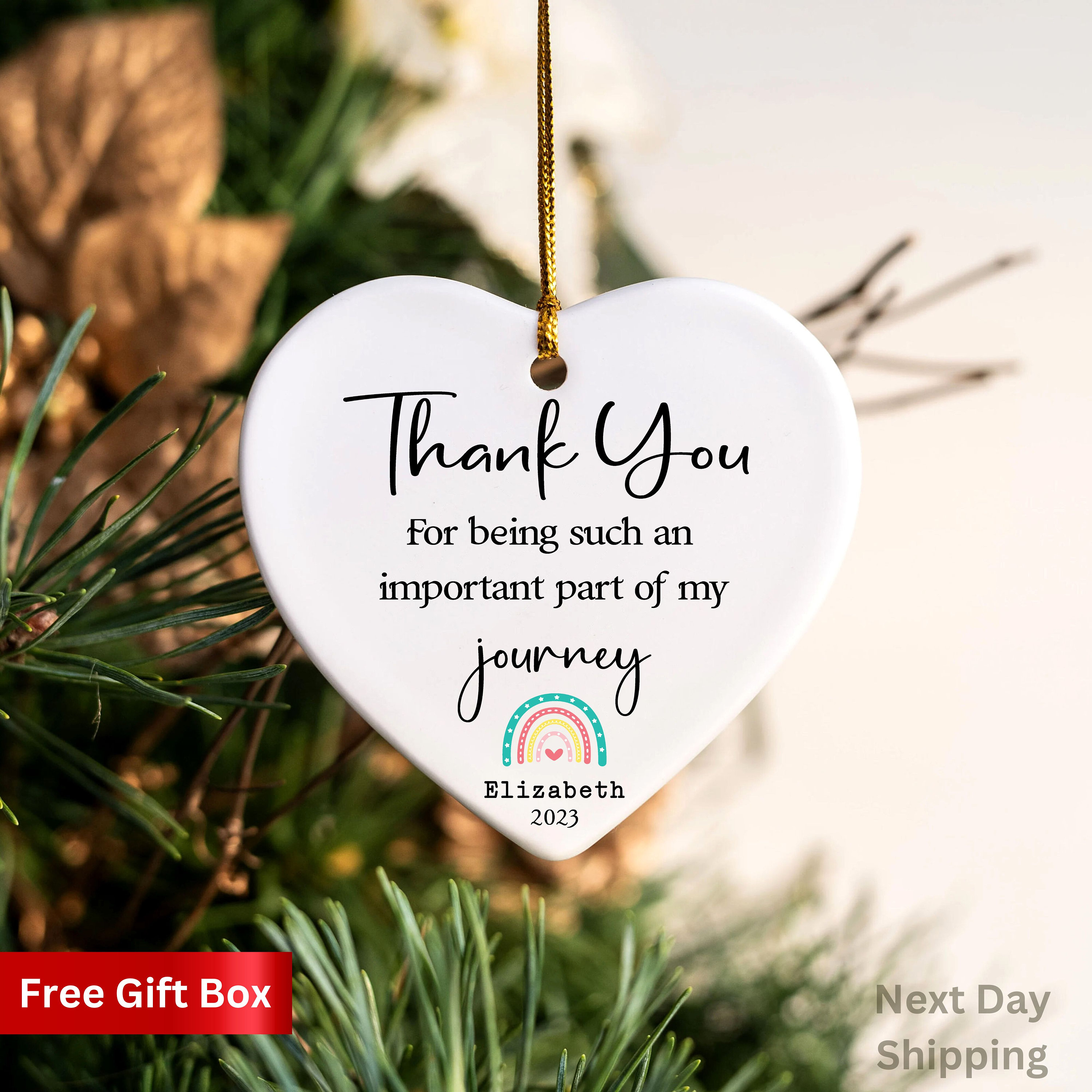 Decorazione Natalizia In Ceramica Con Scritta 'Thank You' – Regalo Di Ringraziamento E Conforto, 7,6 Cm