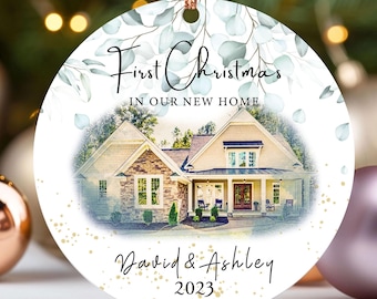 Adorno de Navidad para nuestro nuevo hogar, regalo para nuevos propietarios, decoración navideña, adorno de inauguración de la casa, recuerdo familiar personalizado