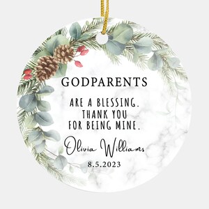Godparents Are A Blessing Thank You For Being Mine, Marble Look Christ Wreath Gift Idea Godparent Appreciation Legacy Babys First 364495131