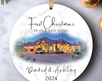 Adorno navideño personalizado para la primera Navidad en nuestro nuevo hogar, adornos navideños personalizados con acuarela y foto de nuestro nuevo hogar, regalo para la nueva casa 2023