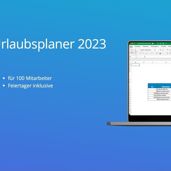 Urlaubsplaner 2024 Excel Vorlage Urlaub Krank für bis zu 100 Mitarbeiter