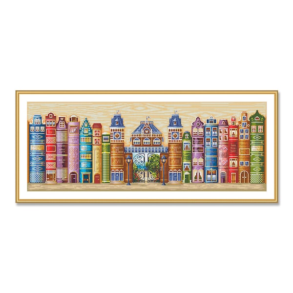 Kingdom of books, Counted Cross Stitch Pattern, Home sweet home, Instant Download PDF, Needlework Chart, Village Cottage