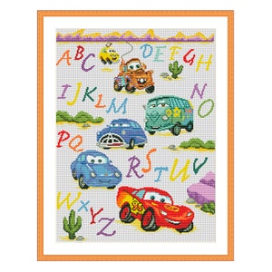 Alfabeto de coches, Patrón punto de cruz contado PDF, Alfabeto, Letras, Lettering, Personalización, Juguetes divertidos, Alfabeto infantil, Decoración Xstitch