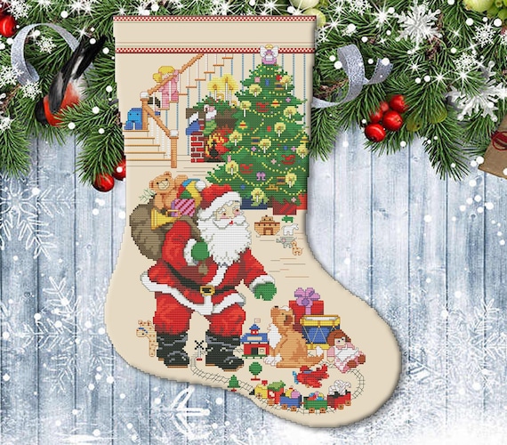 Weihnachtsstrumpf, Weihnachtsmann versteckt Geschenke