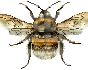 Calabrone, Schema punto croce, Schema digitale, Arredamento moderno, Insetto da giardino, schema punto, Ricamo animale, Schema ricamo PDF
