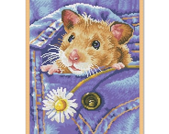 Pocket Hamster, Counted Cross Stitch pattern, Animal cross stitch, Cute Hamster, Pet, Rodent, Instant Download PDF