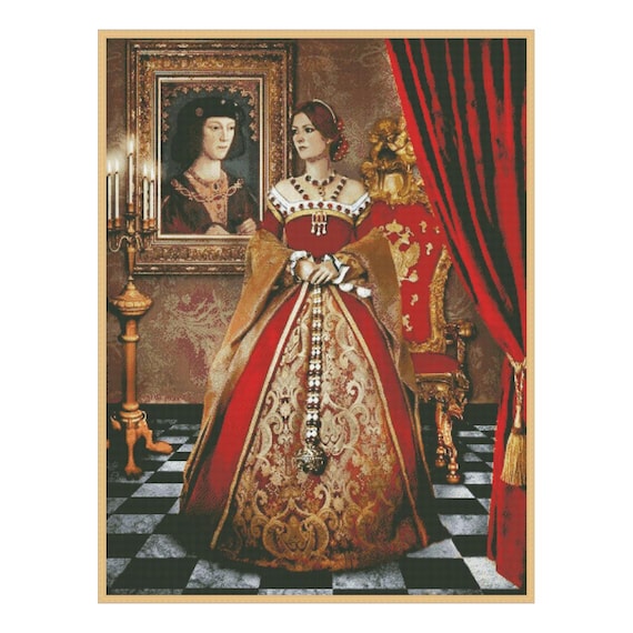 Reg Queen, Cross Stitch Pattern, Digital Pattern PDF, Red Dress Pattern,  Needlepoint Chart PDF, Royal Palace, Portrait of Woman, Middle Ages - Etsy  New Zealand
