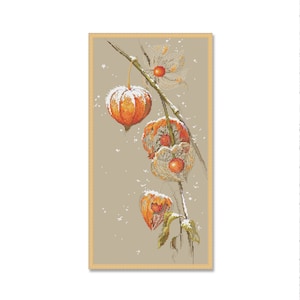 Physalis, Cross Stitch patroon, PDF digitaal patroon, modern decor, wilde bloemen patroon, boeket, naaldgrafiek, Instant Download