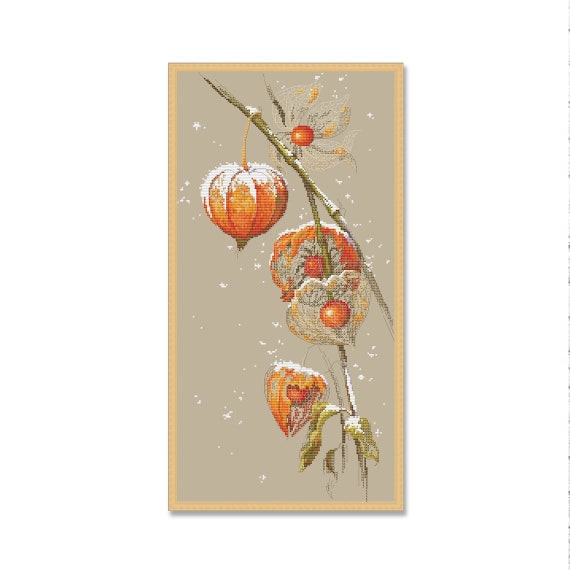 Physalis, Cross Stitch Pattern, PDF Digital Pattern, Modern
