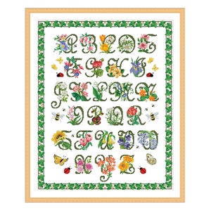 Garden Alphabet, Garden ABC, Counted Cross Stitch pattern, Floral Letters, Lettering Personalization, Decor for kids room, Garden Flower ABC