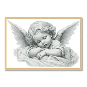 Little Angel, Counted Cross Stitch pattern, Digital Pattern, Girl Angel, Sleeping Angel, Sweet Dreams, Gift for a newborn, Guardian angel