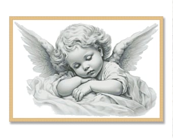 Little Angel, Counted Cross Stitch pattern, Digital Pattern, Girl Angel, Sleeping Angel, Sweet Dreams, Gift for a newborn, Guardian angel